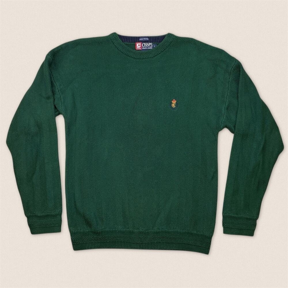 Chaps Ralph Lauren Grandpa Green Sweater - Size Large